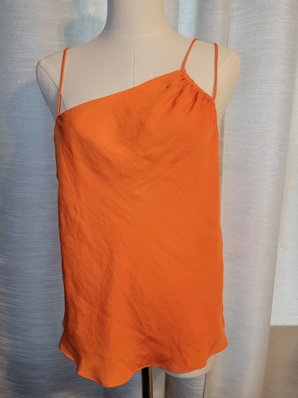 Naked Zebra Bright Orange One-Shoulder Double Spaghetti Tank